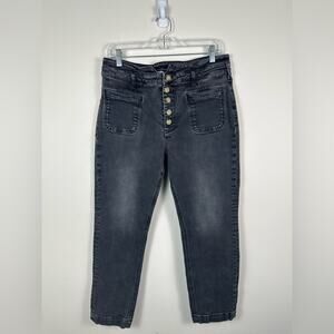 Pilcro and the Letterpress High Rise Slim Utility Jeans Size 31 Cropped Black